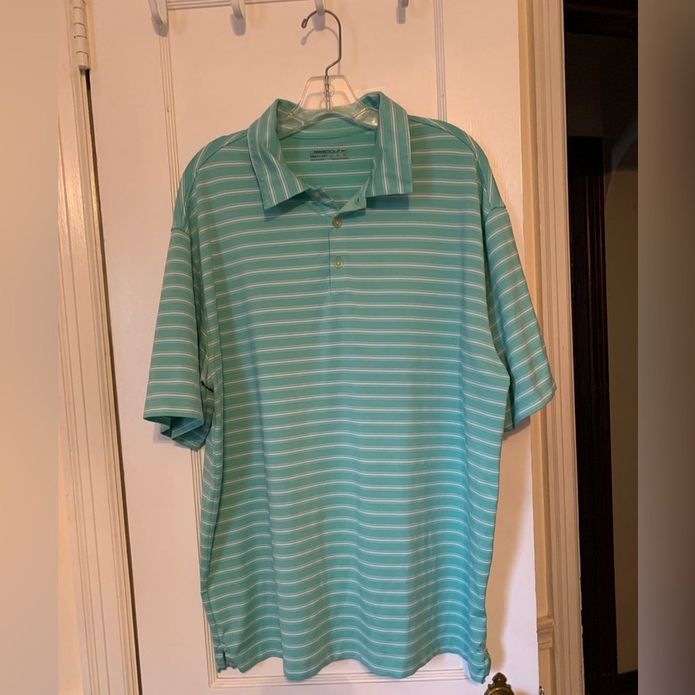Nike Fitdry Golf Aqua and White Polo XL.